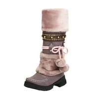 Tople zimske čizme za žene, zimske Ležerne Čizme do sredine teleta s niskim potpeticama, elegantne božićne cipele od antilopa za