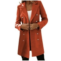 Kaput ženski modni vuneni kaput dugih rukava s dvostrukim gumbima jesensko-zimski narančasti 2K ženski jeftini kaput