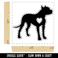 Američki Pit Bull terijer, pas sa srcem, samoljepljivi gumeni pečat, pečat s tintom-Crna tinta-fino
