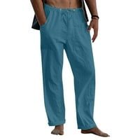 Muške hlače muške Ležerne jednobojne hlače Pune dužine široke hlače s džepom na kopčanje rave hlače nebeskoplave boje