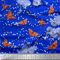 Tkanina Od Polka Dot Georgette, s cvjetnim ukrasom i leptirima, tiskana tkanina širine dvorišta