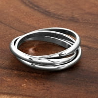 Obalni nakit poliran isprepleteni trostruki prsten od nehrđajućeg čelika