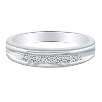 0. Karat bijelog prirodnog dijamanta okruglog oblika od punog bijelog zlata 14k vjenčani prsten za muškarce veličina prstena-12,5