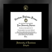 Sveučilište Louisiana-Lafaiette 11 vata 8,5 h Manhattan, crni jednoslojni okvir za diplomu sa zlatnim utiskivanjem i bonus litografijom