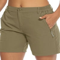 2 / ženske Ležerne ljetne kratke hlače, jednobojne bermudske kratke hlače s elastičnim strukom, sportske kratke hlače za plažu s