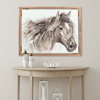 Novi prikaz 22 28 Konjske životinjske umjetnosti s drvenim float okvirom, smeđe-bijelo