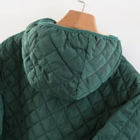 Džemperi, ženska ležerna jakna s reverom i kopčanjem, vunena pahuljasta jesenska / zimska gornja odjeća, kaput zelene boje, zelena,