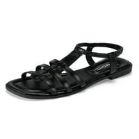 Izbor / ženske cipele za plažu; sandale na kopčanje s remenom za gležanj; ravne sandale; večernje neklizajuće ljetne crne 7,5