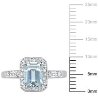 Miabella Ženski CT Aquamarine i Diamond Accent 10kt bijelo zlato halo koktel prsten