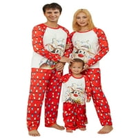 Božićna obiteljska pidžama, odgovarajući setovi, Raglan vrhovi s dugim rukavima i sobovi + lagane hlače