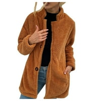 Rasprodaja ženskih zimskih jakni za žene jesen / zima jednobojna reverzibilna jakna od flisa dugih rukava kardigan kaput