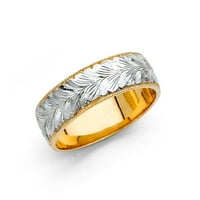 Nakit zlato 14k, kubični cirkonijev okrugli prsten u bijeloj i žutoj boji, dvobojna gravura, vjenčani prsten za godišnjicu, veličina