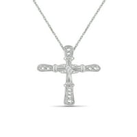 Jewelersclub Sterling Silver Accent Diamond Cross privjesak ogrlica za žene bijele dijamante + 18 ”lanac užeta Uključen draguljara