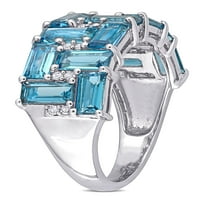3- Carat T.G.W. London-Blue Topaz i Carat T.W. Dijamant 10KT geometrijski prsten bijelog zlata