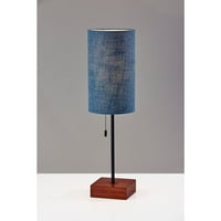 Stolna svjetiljka, baza od ebanovine, teksturirana plava Tkanina