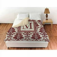 Damask Monogram Duvet Cover, Crimson