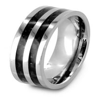 Obalni nakit Dual Crni karbon vlakna Inlay titanium pojas prsten
