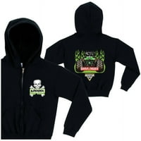 Personalizirani čudovišta Jam Grove Digger's Crossbones Malini dječak Black Zip-up Hoodie