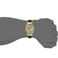 Muški sat u A-listi s automatskim srebrnim i zlatnim skeletnim brojčanikom na smeđoj kožnoj traci