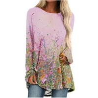 Jesenske Ženske majice s cvjetnim printom s cvjetnim printom s dugim rukavima Za Žene Ležerne ženske Ležerne majice s dugim rukavima