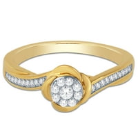 Ct. T.W. Dijamantni cvjetni prsten za obećanje u 10kt žutom zlatu, IGL certificiran
