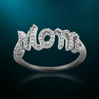 Natalia Drake CTTW Bijeli dijamantski mamini prsten za žene u rodij pozlaćenom sterlingu srebro veličine 9