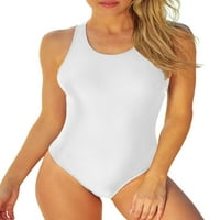 Ljetni jednodijelni Ženski kupaći kostim s križnim leđima sportski trenažni kupaći kostimi Jednobojni Okrugli izrez kontrola trbuha