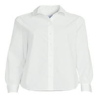 Blu White Blu ženska košulja od solidne gumbe prema dolje