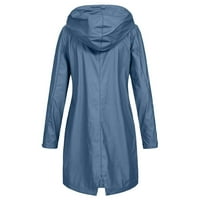 Ženski kišni ogrtač, ženska kišna jakna s dugom kapuljačom i vezicama, lagana džepna vjetrovka, Kaputi za putovanja na otvorenom