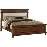 Acme Arielle Queen krevet s skladištenjem, krem ​​posteljinom, škriljevcem i hrastom