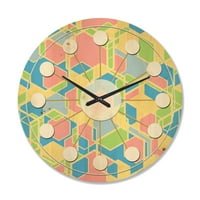 DesignArt 'retro geometrijski pastelni sažetak io' Moderni zidni sat iz sredine stoljeća