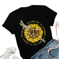 Majice za žene, slatke ljetne majice od suncokreta, Vintage smiješne majice s okruglim vratom kratkih rukava, grafička pamučna majica,