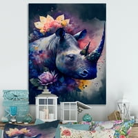 Designart Slatka cvjetna umjetnost Rhino I platna zidna umjetnost