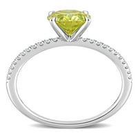 2- Carat T.G.W. Stvorio žuto -bijeli moissanit sterling srebrni zaručnički prsten