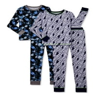 Spavaj na It Boys Lightning & Space Usk Fit 4-komad pidžame, veličine 4-12