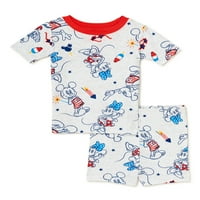 Mickey i Minnie Mouse Americana Toddler Boy and Girl Unise Cotton Pijama set, 2-komad, veličine 12m-5T