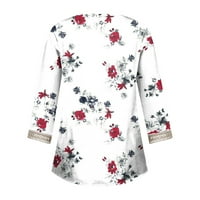 Modne majice s kukičanim čipkama u obliku slova U Za Žene, Ležerne ljetne tunike s cvjetnim printom i grafičkim rukavima, Majice,