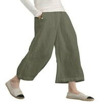 Napomena: široke hlače za plažu za žene, jednobojne ošišane Palazzo hlače s elastičnim strukom