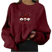 + Božićni pulover dukserica dukserica dugih rukava Ženska Moda labavi božićni print rukav džemper s okruglim vratom pulover lagani