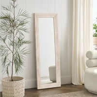 Neutype 64 x21 zrcalo pune duljine podne ogledalo drveni okvir pravokutni viseći zidni ogledalo bijelo