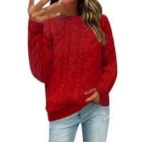 Ženski crveni džemper u donjem dijelu, ženska dolčevita s dugim rukavima, ležerna prevelika haljina od džempera, mekane zimske pulovere