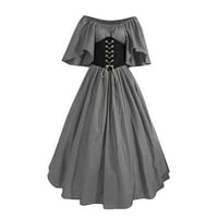 Ženske gotičke maksi haljine Plus size retro do lakta s ramena, zavojne haljine Za Noć vještica u sivoj boji