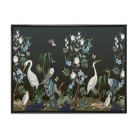 DesignArt 'chinoiserie s peonijima i ptičjim iv' tradicionalnim uokvirenim platnenim zidnim umjetničkim printom