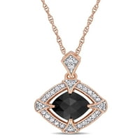 Miabella 1- Carat T.W. Crno -bijeli dijamant 10KT ružičasti halo privjesak, 17