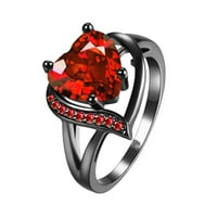 Do 65% popusta na prstenje za žene u ženskoj boji u modnoj boji veliki cirkon bakreni prsten u obliku srca Veličina 6-ženski prsten
