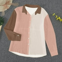 Bluze s dugim rukavima za žene, pamučne bluze s naramenicama s dugim rukavima s printom, kardigan vrhovi u ružičastoj boji