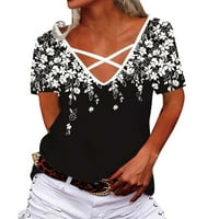 Ženske opuštene Ležerne majice kratkih rukava s izrezom u obliku slova A, ljetni vrhovi