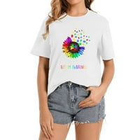 Ženska ležerna majica s grafičkim printom za žene svjesne autizma-Modni ljetni top
