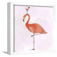 Flamingo i koktel 3, uokvireni tiskani božićni blagdanski zid umjetnost