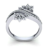 0,75 karata Okrugli dijamantni rez ženski personalizirani vjenčani prsten s cvijetom za godišnjicu braka od 14k punog ružičastog,